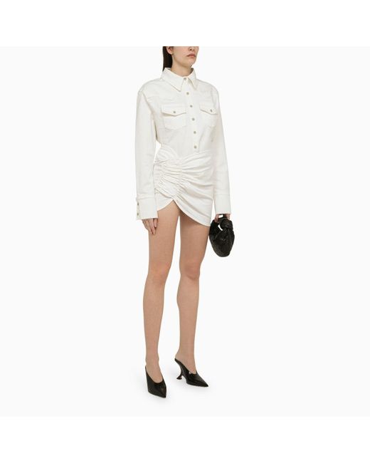 The Mannei White Cotton Wishaw Mini Skirt With Ruffle