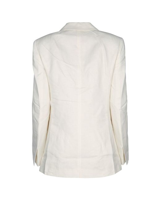 Calvin Klein White Relaxed Linen Db Breasted Blazer