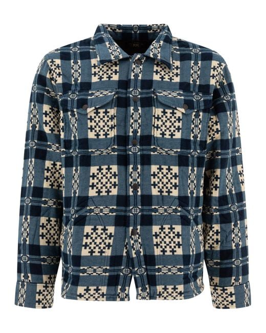 RRL Blue Patterned Jacquard Overshirt for men