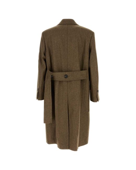 Ferragamo Green Salvatore Melange Mud Wool Coat for men