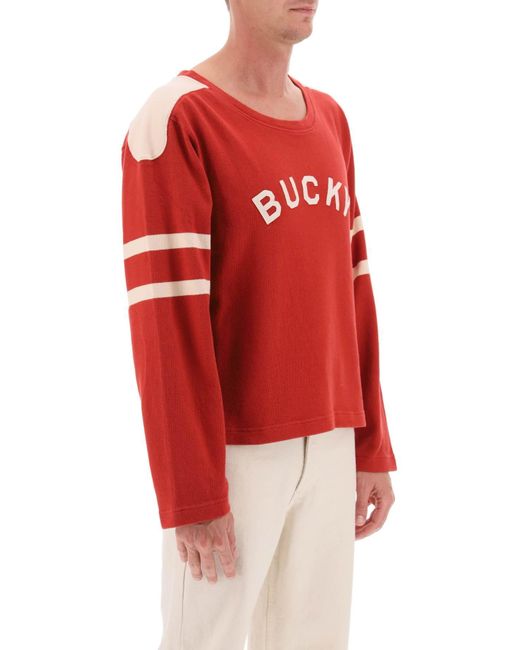 Bode Bucky Zwei -Ton -Baumwollpullover in Red für Herren
