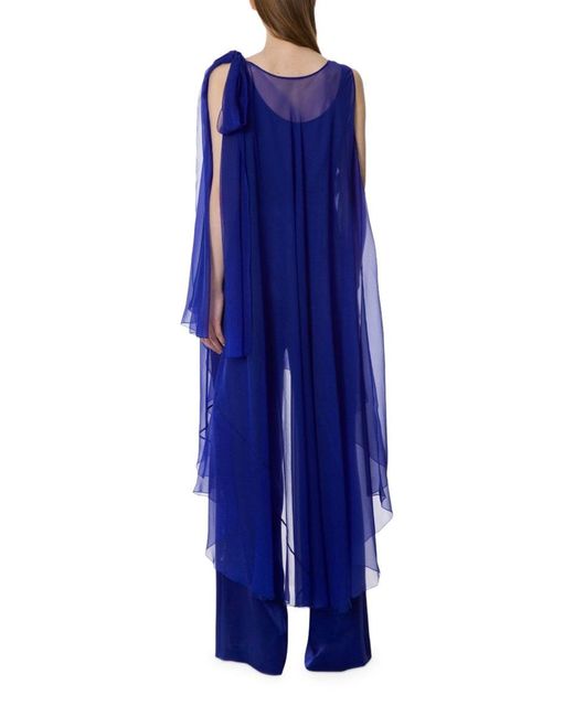 Alberta Ferretti Blue Solid Scoop Neck Jumpsuit