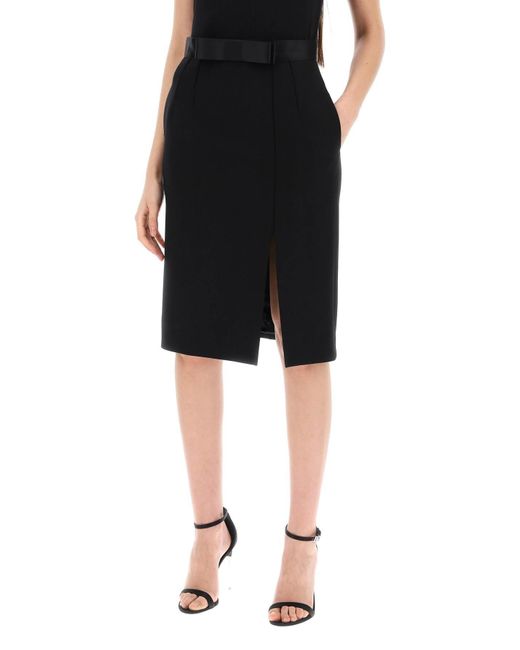 Falda de la rodilla "con satén Dolce & Gabbana de color Black
