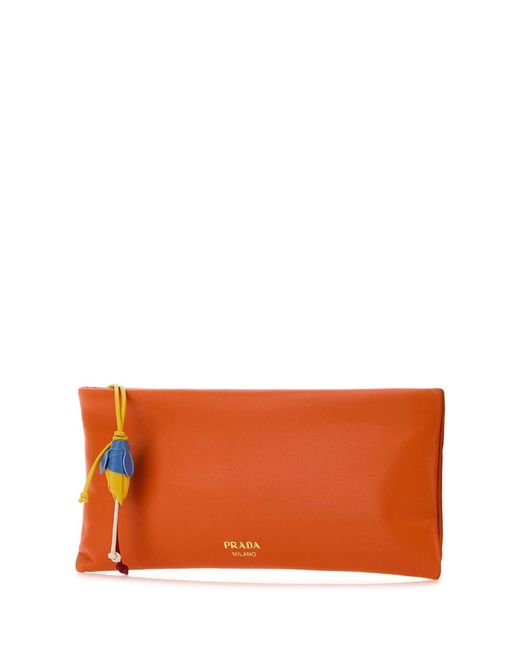 Prada Orange Nappa Leather Pouch