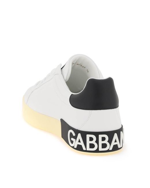 Dolce & Gabbana Leder Portofino -Sneakers mit DG -Logo in White für Herren
