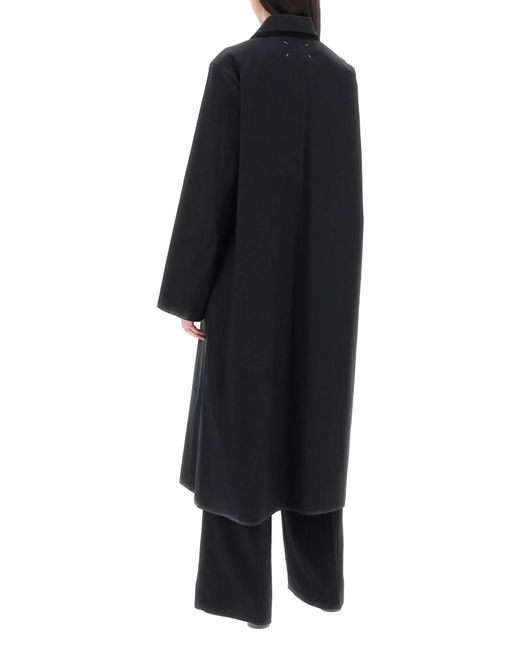 Cappotto In Cotone Con Profili Laminati di Maison Margiela in Black