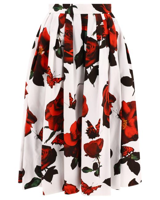 Alexander Mc Queen "Tudor Rose" Plipe de jupe plissée Alexander McQueen en coloris Red