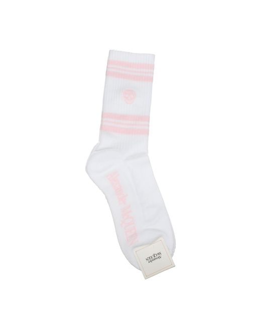 Chaussettes et chaussettes Men Coton blanc / rose Alexander McQueen pour homme en coloris White