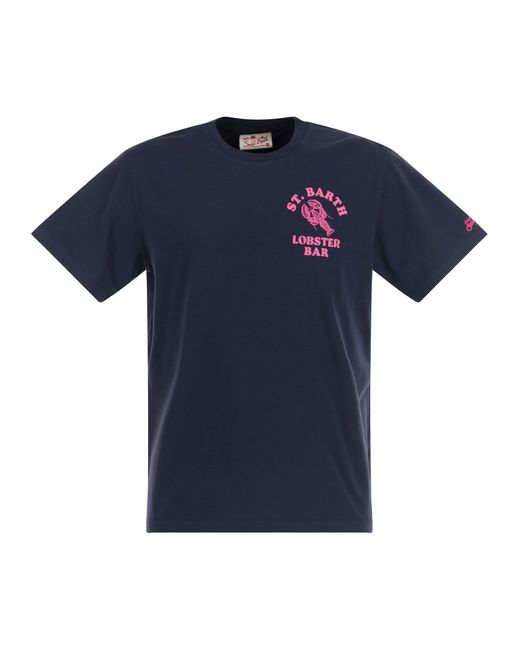 Mc2 Saint Barth Cotton T -Shirt mit Hummerstange Druck in Blue für Herren