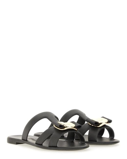 Ferragamo Black Solid New Vara Sandals