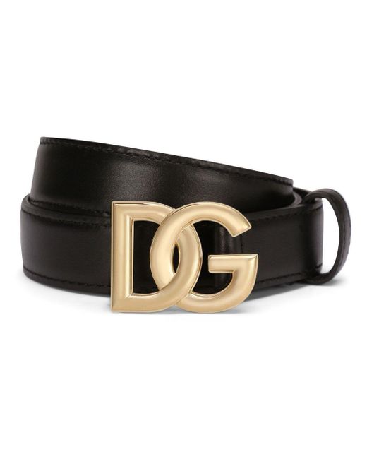 Dolce & Gabbana Black DG Logo Ledergürtel