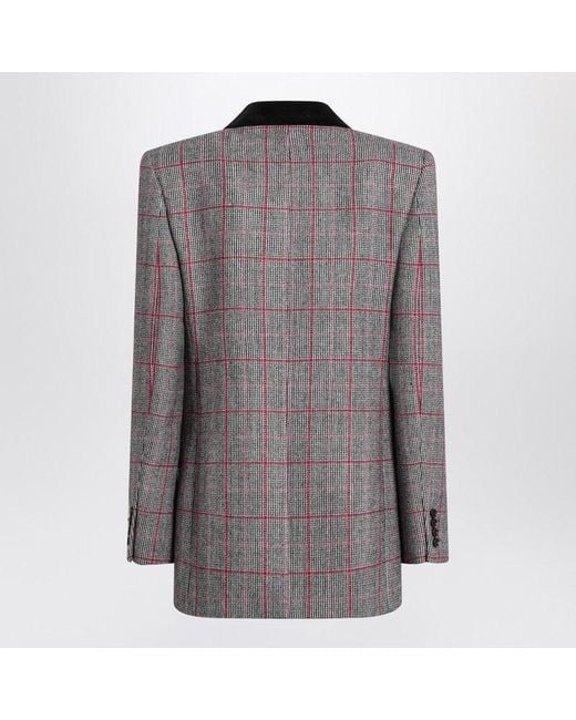 Chloé Gray Checkered Double-Breasted Blazer