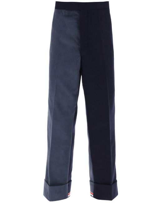 Thom Browne Cuffed Trousers In Funmix Shetland in het Blue voor heren