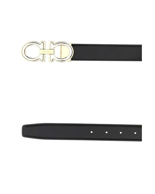 Ferragamo Black Leather Reversible Gancini Belt for men