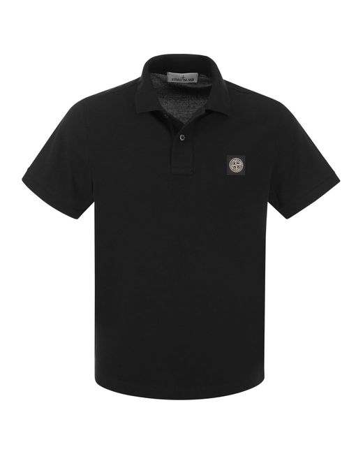 Stone Island Slim Cotton Polo -Hemd in Black für Herren