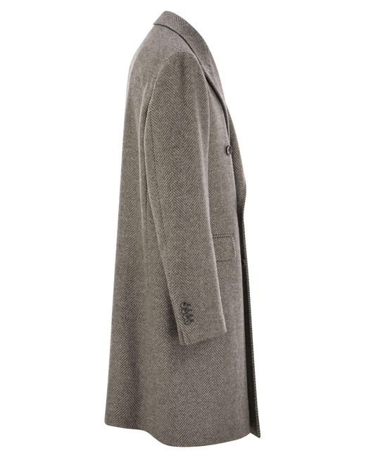 Tagliatore Gray Herringbone Coat for men