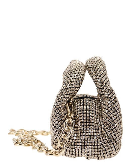 Stuart Weitzman Brown The Moda Shine Mini Hand Bag With Crystals