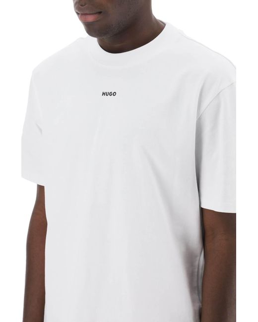 HUGO White Dapolino Crew Neck T Shirt for men
