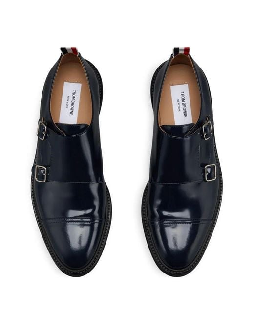 Thom Browne Black Cap Toe Oxford Double Monkstrap Shoe W/ Micro Sole