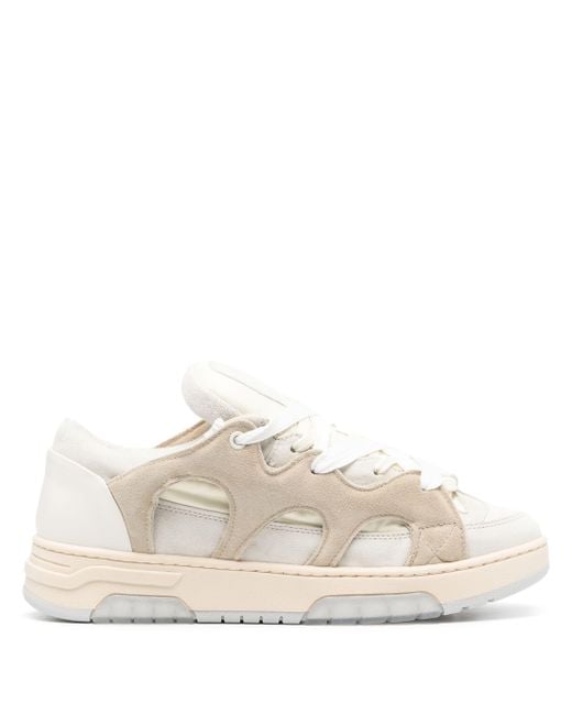 Santha White Panelled Padded Leather Sneakers for men