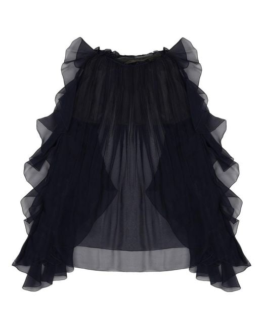 Alberta Ferretti Blue Solid Round Neck Top