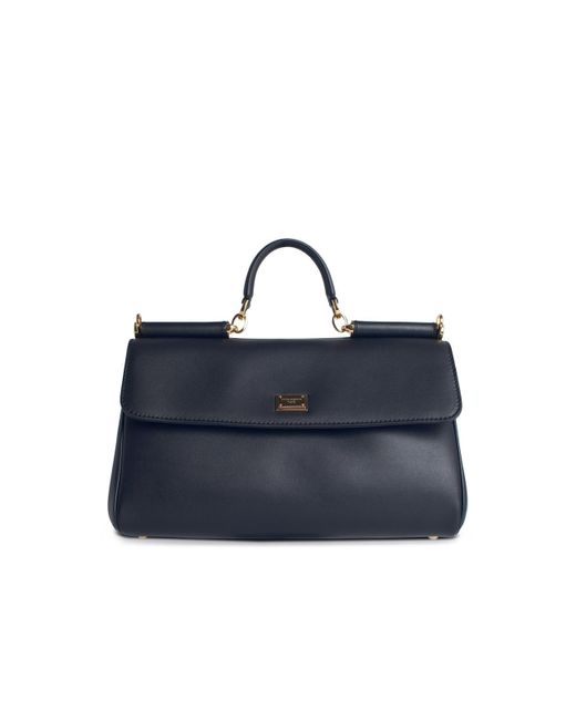 Dolce & Gabbana Blue 'My Sicily' Plongã Calf Leather Handbag