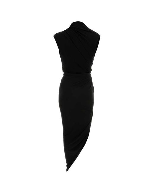 Balenciaga Black Stretch Crepe Dress Viscose