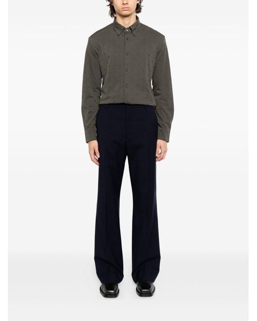 Emporio Armani Gray Logo Cotton Shirt for men