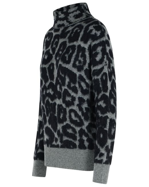 Stella McCartney Gray Wool Leopard Print Jumper