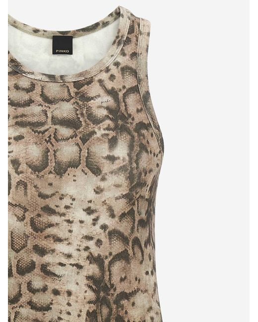 Pinko Metallic Stretch Cotton Dress With Animal Print