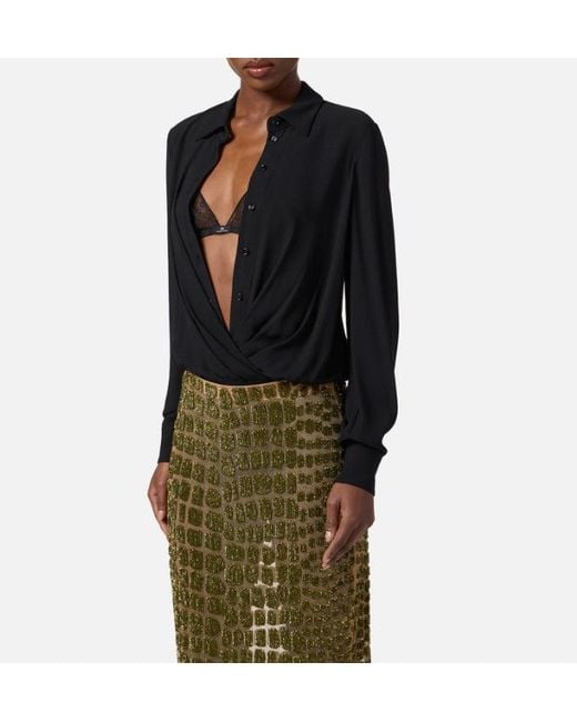 Elisabetta Franchi Black Georgette Bodysuit