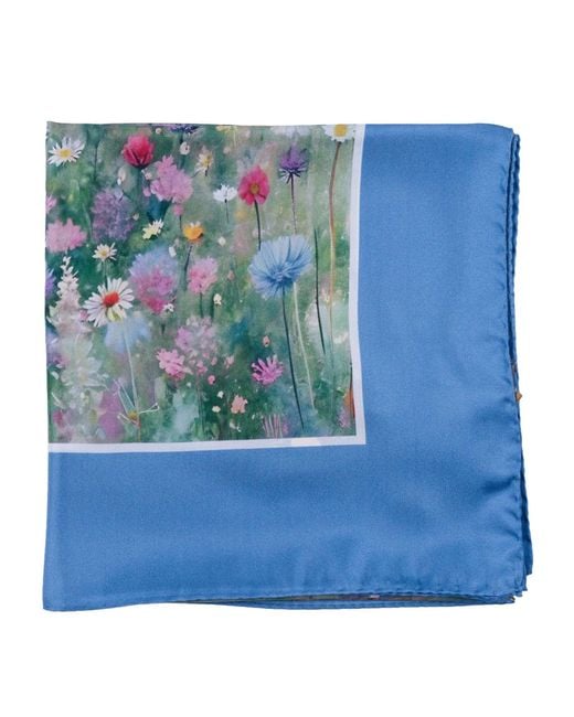 D'Aniello Blue Oceano Stole Silk Scarf