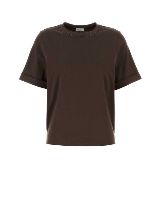 Brunello Cucinelli Brown Round Neck T-Shirt