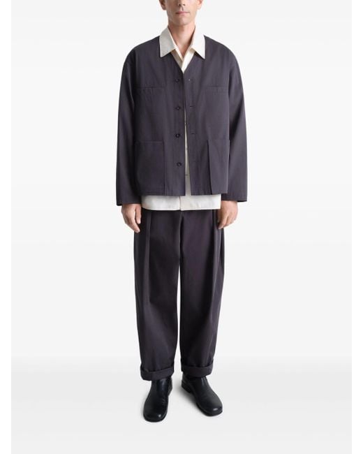Lemaire Blue Collarless Overshirt
