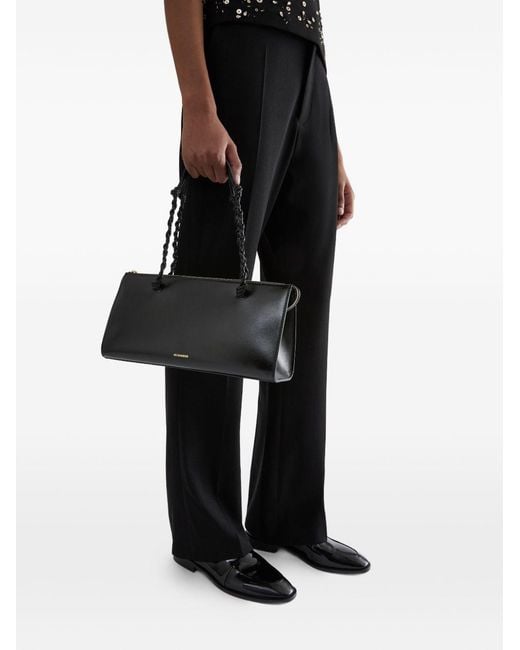 Jil Sander Black Tangle Leather Shoulder Bag