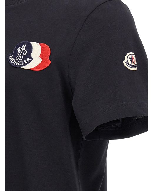 T-shirt de logo tricolor Moncler pour homme en coloris Black