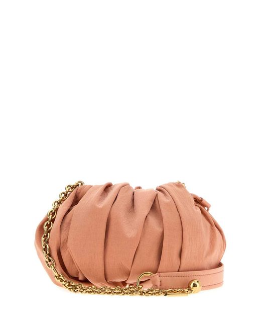 Chloé Pink Peach Canvas Plisse Shoulder Bag