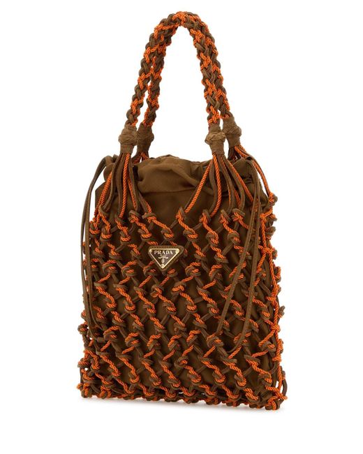 Prada Brown Two-Tone Mesh Handbag