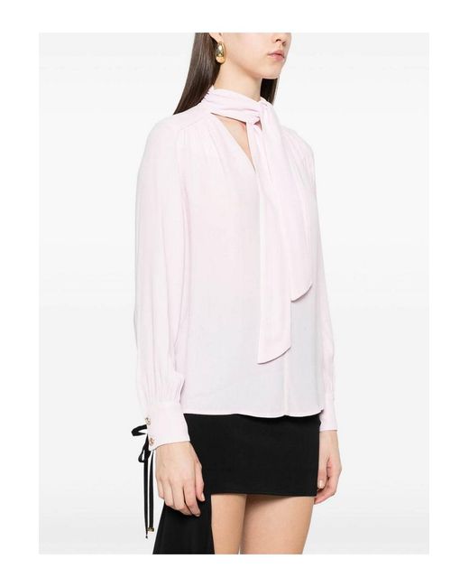 Elisabetta Franchi White Soft Viscose Shirt With Tie Detail