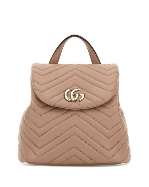 Gucci Natural Pink Leather Mini GG Marmont Backpack