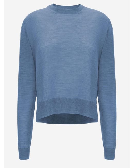 Jil Sander Blue Wool And Cashmere Blend Sweater