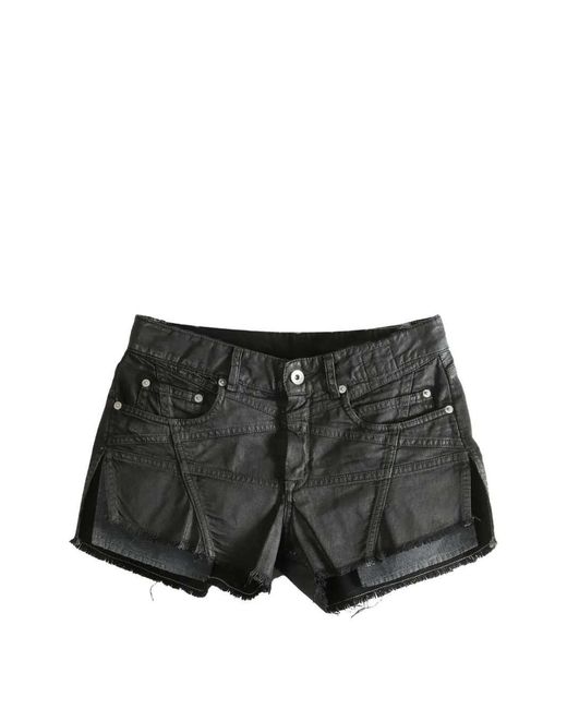 Rick Owens Black Denim Shorts