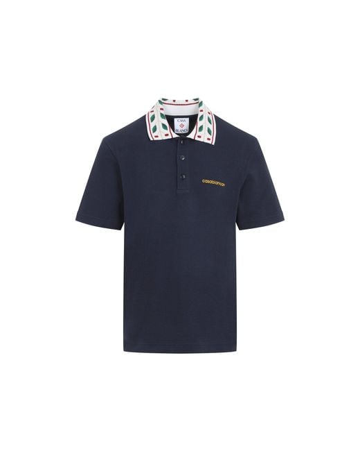 Casablanca Blue Laurel Piqué Polo