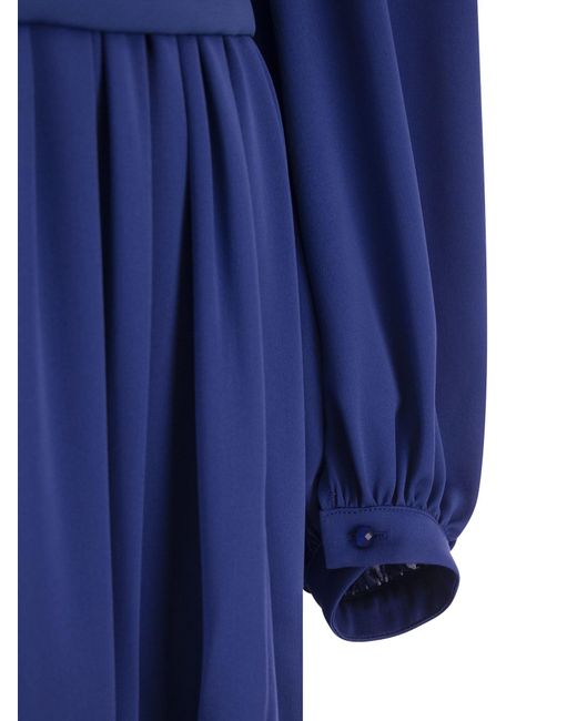 Max Mara Blue Tasca Silk Georgette Kleid