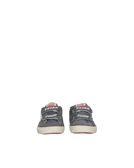 Golden Goose Deluxe Brand Gray Sneakers Old School Suede Upper And Strap Shiny Leather Star And Heel