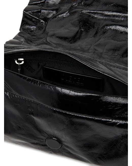DIESEL Black Scrunch Leather Shoulder Bag