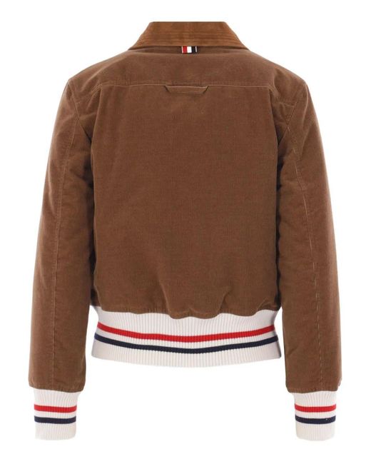 Thom Browne Brown Down Filled Cropped Flight Jacket