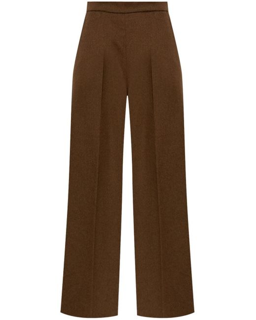 Max Mara Brown Wool Flared Trousers