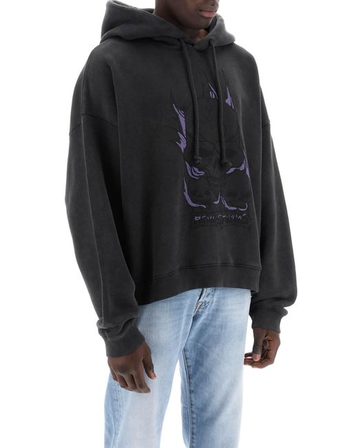 Acne Black Mit Kapuze -Sweatshirt mit Grafikdruck