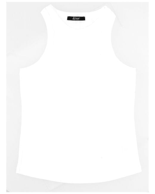 LA ROSE White Ribbed Cotton Tank Top